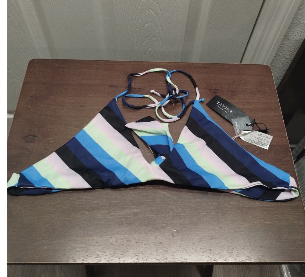 Tavik Swimwear NWT Size Small Multicolor Stripe Daydreamer Reversible Bikini Top